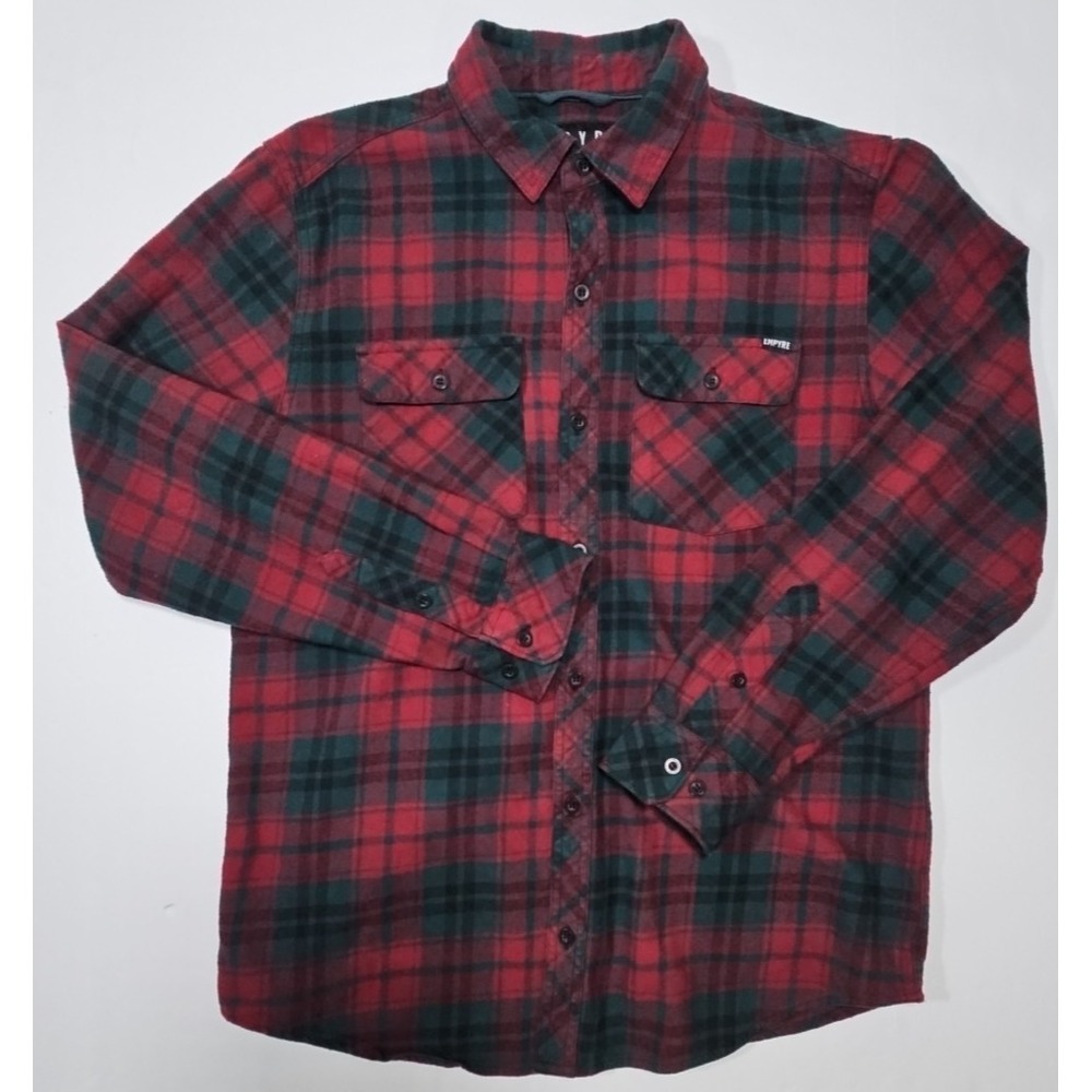 Empyre Flannel Long Sleeve Red Green Plain Men's‎ size Large